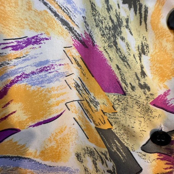Silk House 100% silk size large abstract button down shirt - Picture 4 of 6